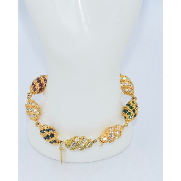 CAMROSE & KROSS JBK Jackie Kennedy Royal Egg Gold Tone/Rhinestone Bracelet - Picture 4 of 10